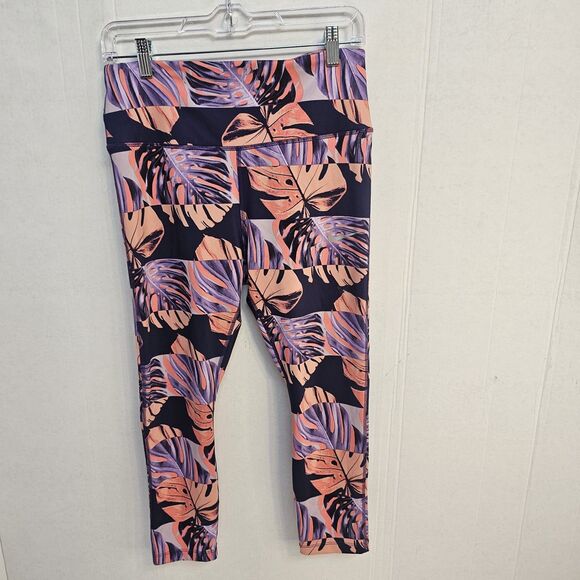 Nike Dri-Fit Womens Floral Print Cropped Leggings Sz Lg Performance Comfort W491 - Picture 1 of 11